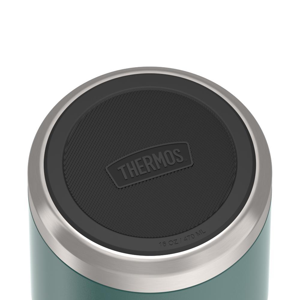16 ounce Thermos Food Jar with stainless steel spoon,bottom view of non-slip base, Spruce Green.