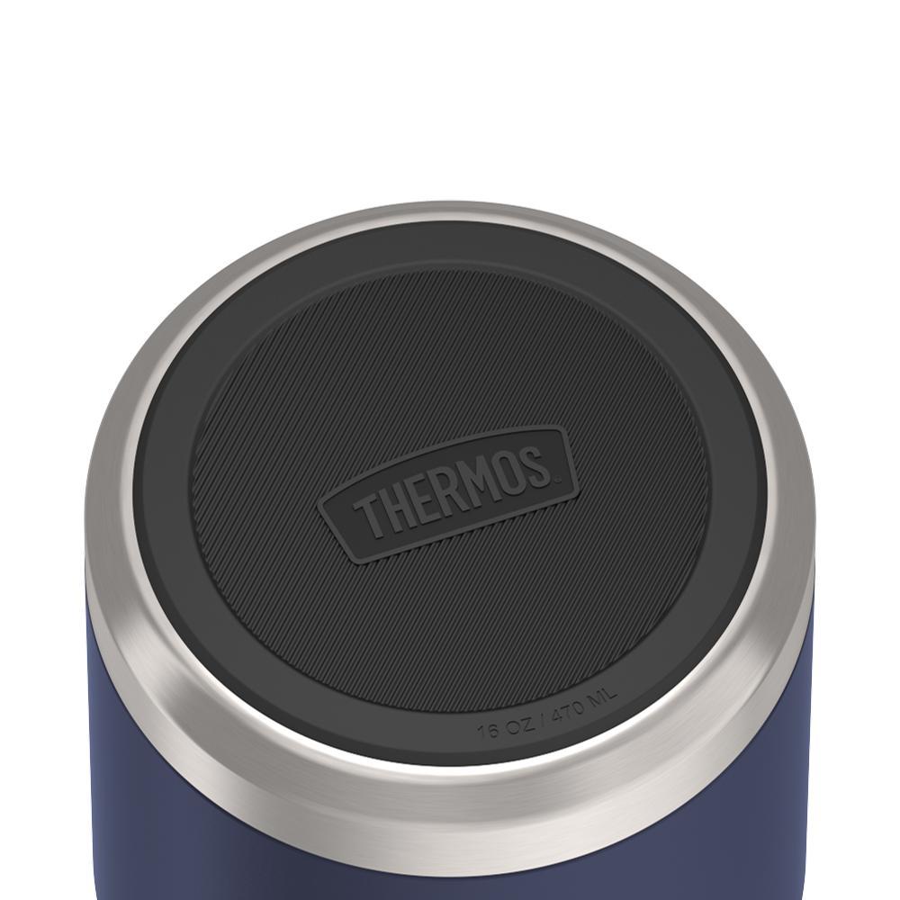 16 ounce Thermos Food Jar with stainless steel spoon,bottom view of non-slip base, Mystic Navy.
