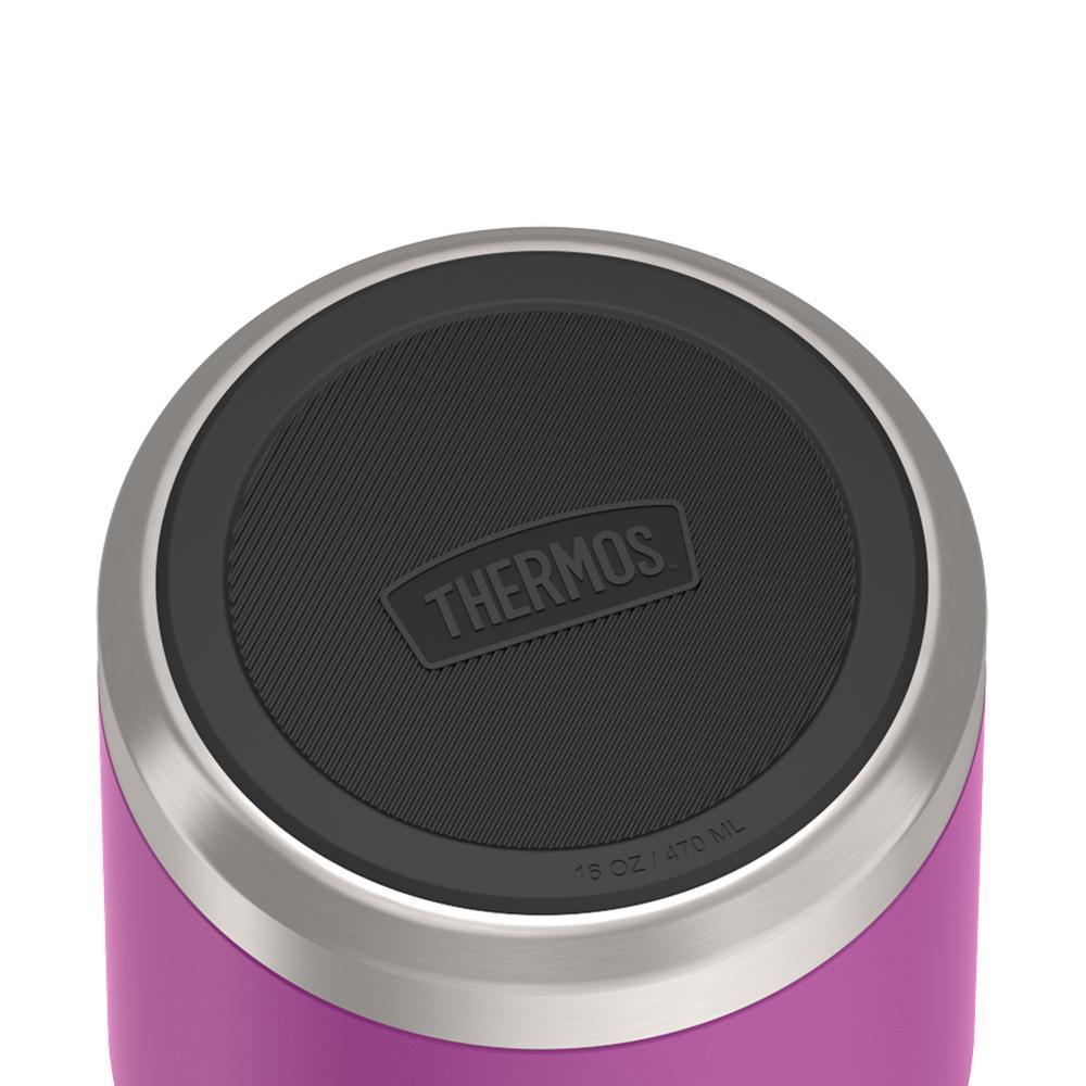 16 ounce Thermos Food Jar with stainless steel spoon,bottom view of non-slip base, Plum Purple.