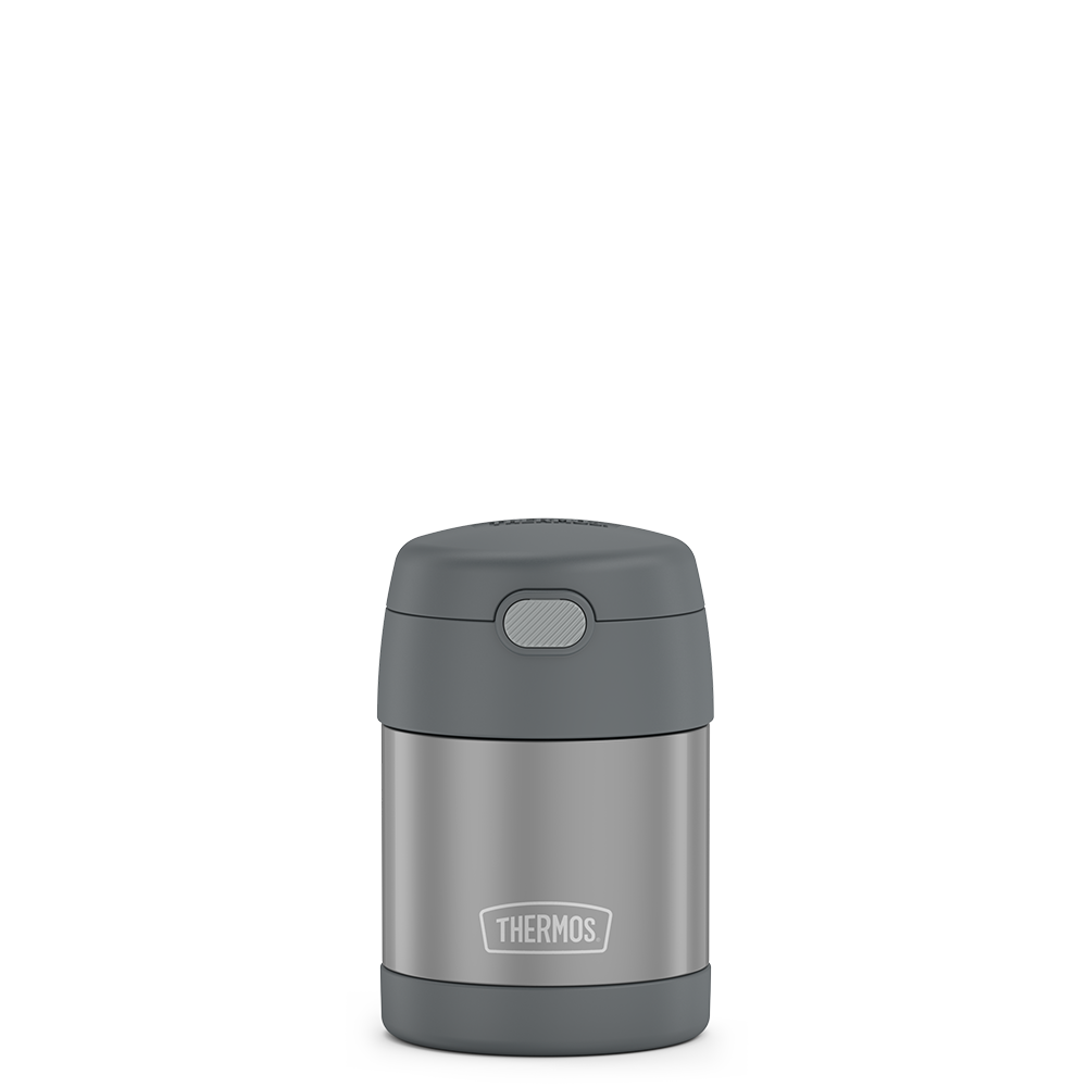 10 ounce Funtainer food jar, grey, view 1.