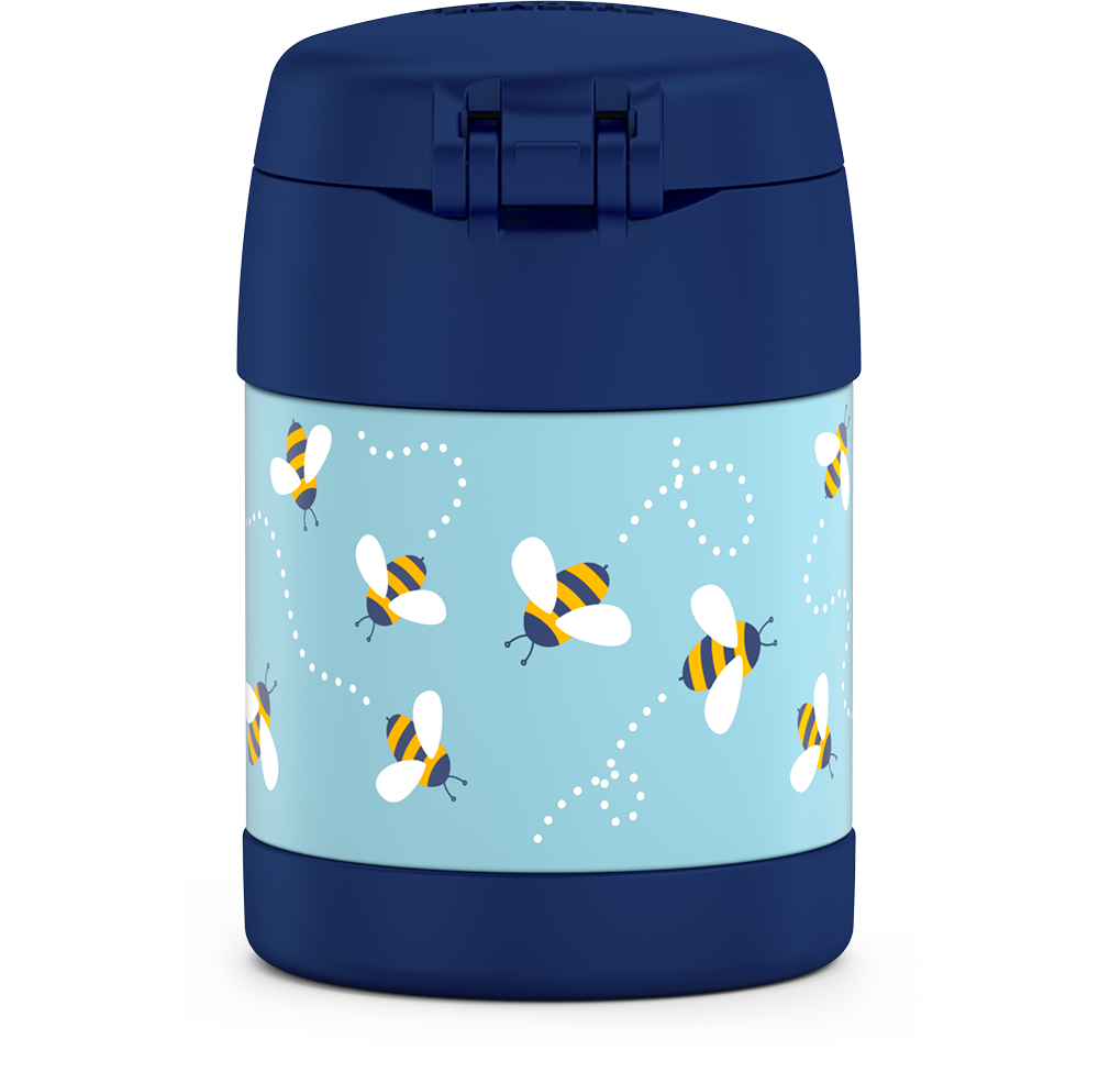 10 ounce Funtainer food jar, bees back view.