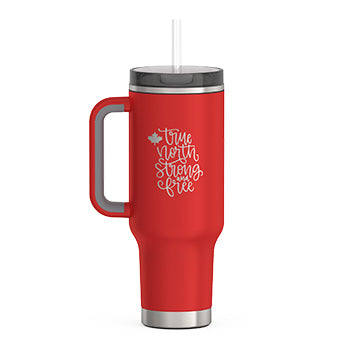 1.2L Stainless Steel Cup Holder Mug - Canadiana True North - Red