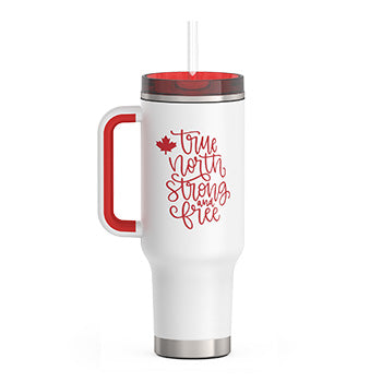 1.2L Stainless Steel Cup Holder Mug - Canadiana True North - White