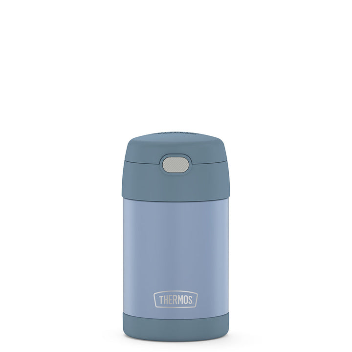 16 ounce Funtainer Kids Food Jar, front view, Denim Blue.