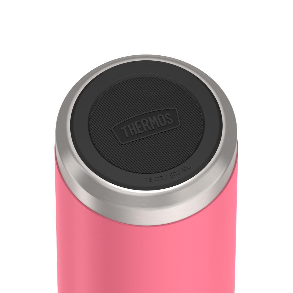 Thermos 18 ounce Stainless Steel Water Bottle, base view of non-slip base, Hot Pink.